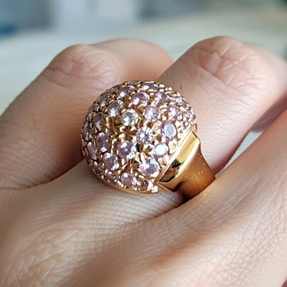 Ross-Simons Sterling Silver Gold Vermeil Pink Or Purple  Crystals Ring Size 7 - Picture 5 of 8